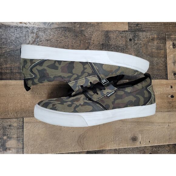 Supra Flow Low Top Men's 9.5 Camo Green anvas Shoes Sneaker Skater Casual - Picture 5 of 8